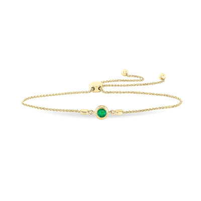 Emerald Bolo Bracelet in 10k Yellow Gold