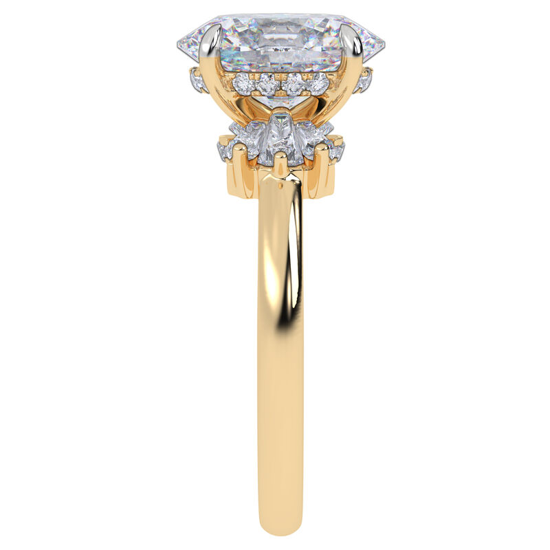 Oval-Cut Lab Grown 2 3/8ctw. Diamond With Baguette-Cut Diamond Accents Engagement Ring in 14k Yellow Gold image number null