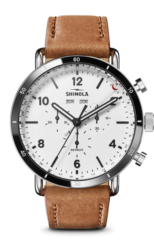 Shinola Men's Canfield Sport Stainless Steel White Dial Tan Leather Strap 45mm S0120141501 image number null