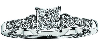 Brilliant-Cut 0.20ctw. Diamond Cluster Fashion Ring in Sterling Silver