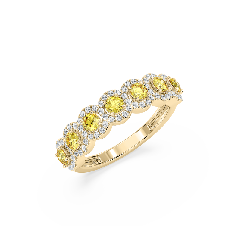 Lab Grown Yellow Round Diamond 1ctw. Halo Wedding Ring in 14k Yellow Gold image number null