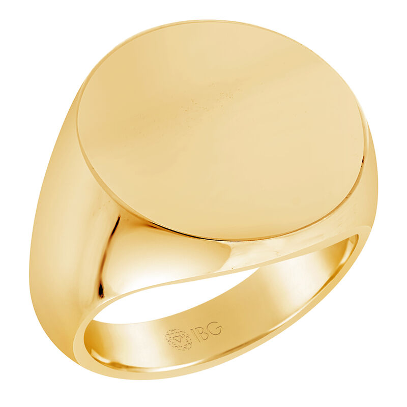 Round Satin Top Signet Ring 18x18mm in 10k Yellow Gold image number null