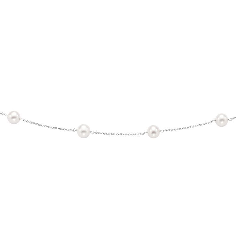 Diamond and Pearl Necklace 18" in 14k White Gold image number null