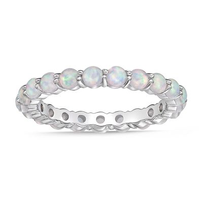 Created Opal Eternity Band in Sterling Silver