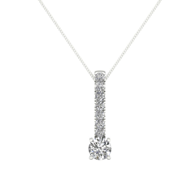 Round Ultimate 1/2ctw Solitaire Diamond Plus Pendant in 10k White Gold image number null