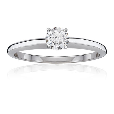 Lab Grown 3/4ct. Diamond Classic Round Solitaire Engagement Ring in 14k White Gold