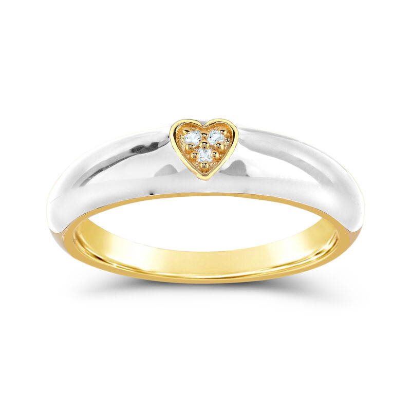 Created White Sapphire & White Enamel Ring in Yellow Gold Plated Sterling Silver image number null