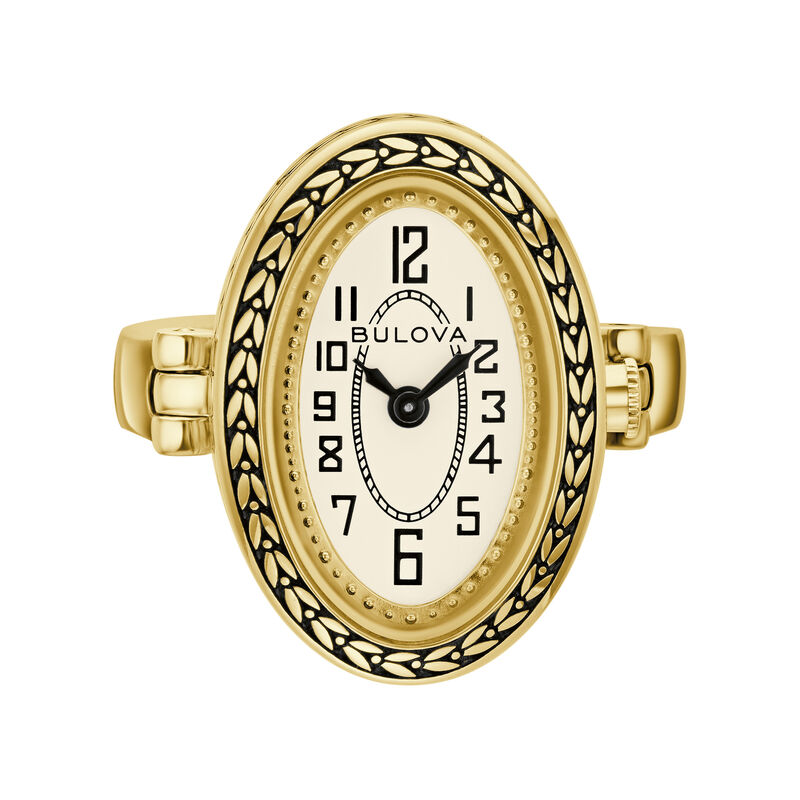 Bulova Archive Art Deco Gold Tone Ring Watch 97L188 image number null