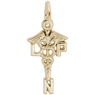  Licensed Practical Nurse Charm in Gold Plated Sterling Silver