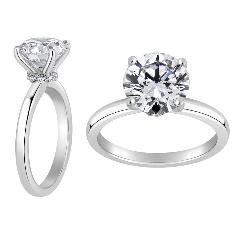 Brilliant-Cut Lab Grown 3ct. EF VS Diamond Ribbon Halo Solitaire Engagement Ring in 14k White Gold image number null