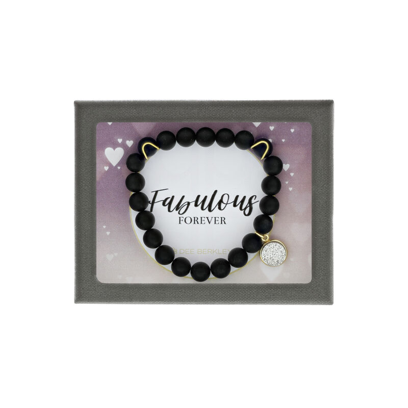 "Fabulous Forever" Black Agate Bracelet in Sterling Silver & Gold Plate image number null