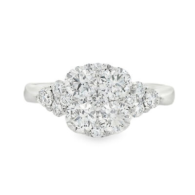 Round Diamond 1 1/2ctw. Cushion Composite Engagement Ring in 14k White Gold