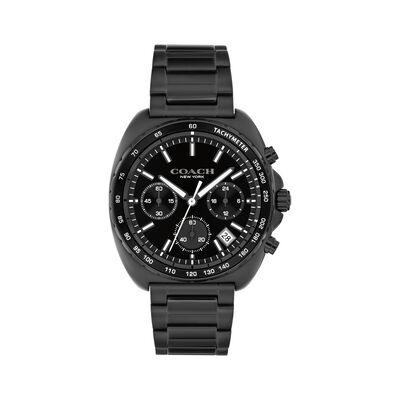 Coach Men's Black Sunray Dial Stainless Steel Watch 14602739