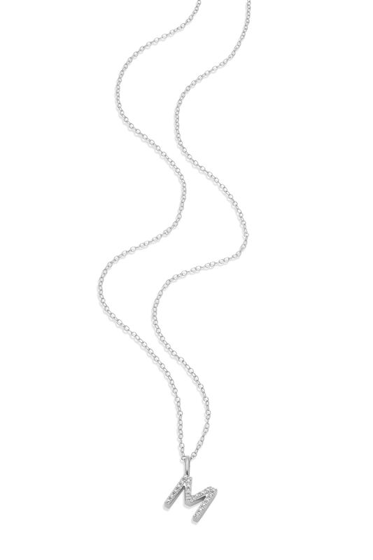 Lab Grown Diamond Letter M Initial Pendant Necklace in Sterling Silver image number null