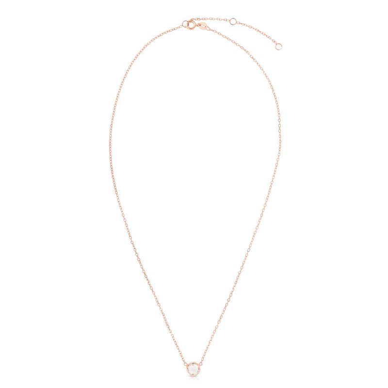 White Topaz Round Necklace 17" in 14k Rose Gold image number null