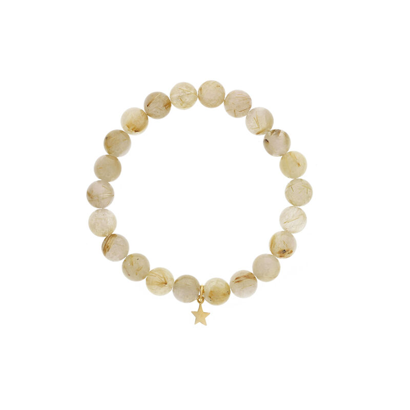 "A Bond" Gold Rutilated Quartzite Bracelet in Sterling Silver & Gold Plate image number null