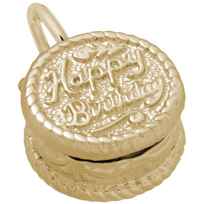 Birthday Cake Charm in 14k Yellow Gold