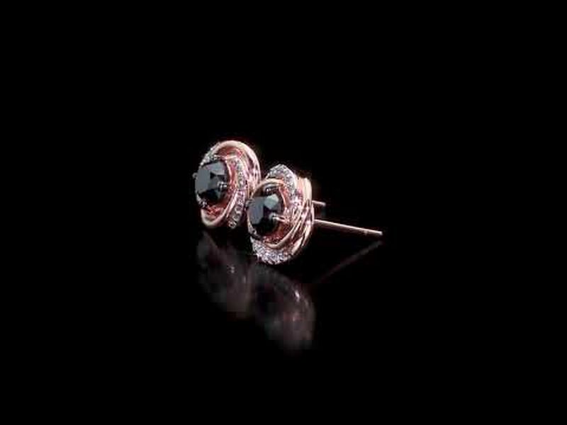 Black & White Diamond Swirl Earrings 1 1/10ctw. In 10k White Gold image number null