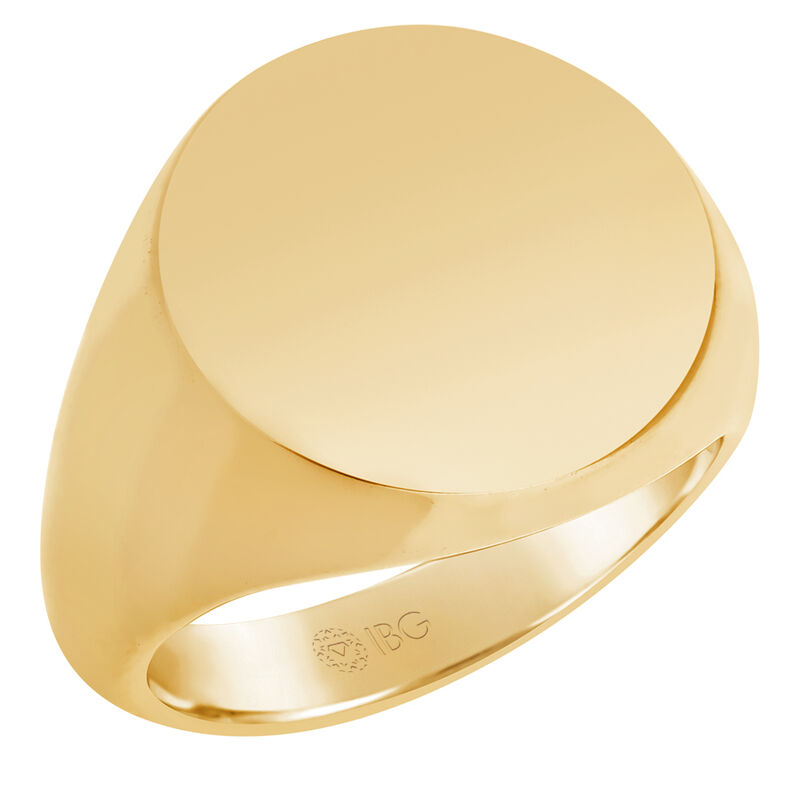 Round All polished Top Signet Ring 18x18mm in 10k Yellow Gold  image number null