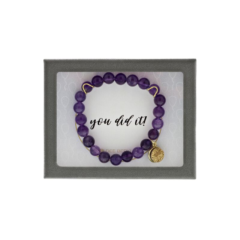 "You Did It" Amethyst Bracelet Sterling Silver & Gold Plate image number null