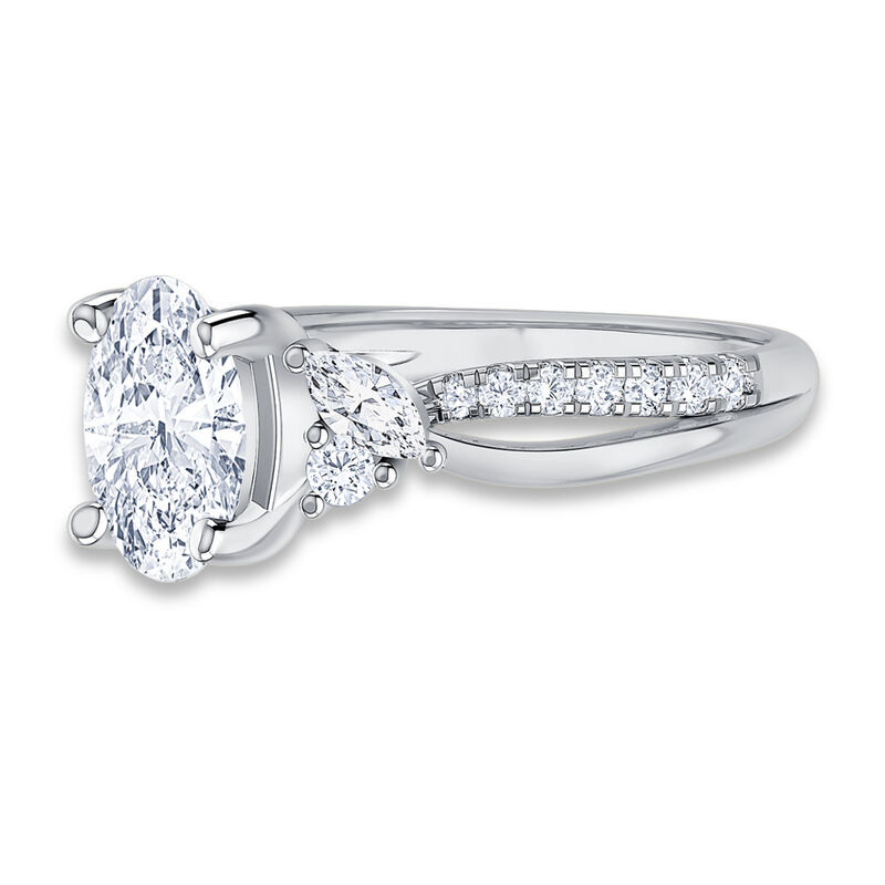 Oval-Cut Lab Grown 2 3/8ctw. Diamond with Marquise & Brilliant-Cut Accents Engagement Ring in 14ik White Gold image number null