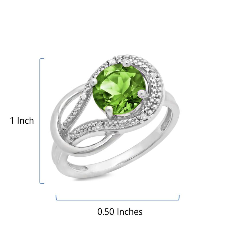 Peridot & Diamond Love Knot Ring in 10k White Gold image number null