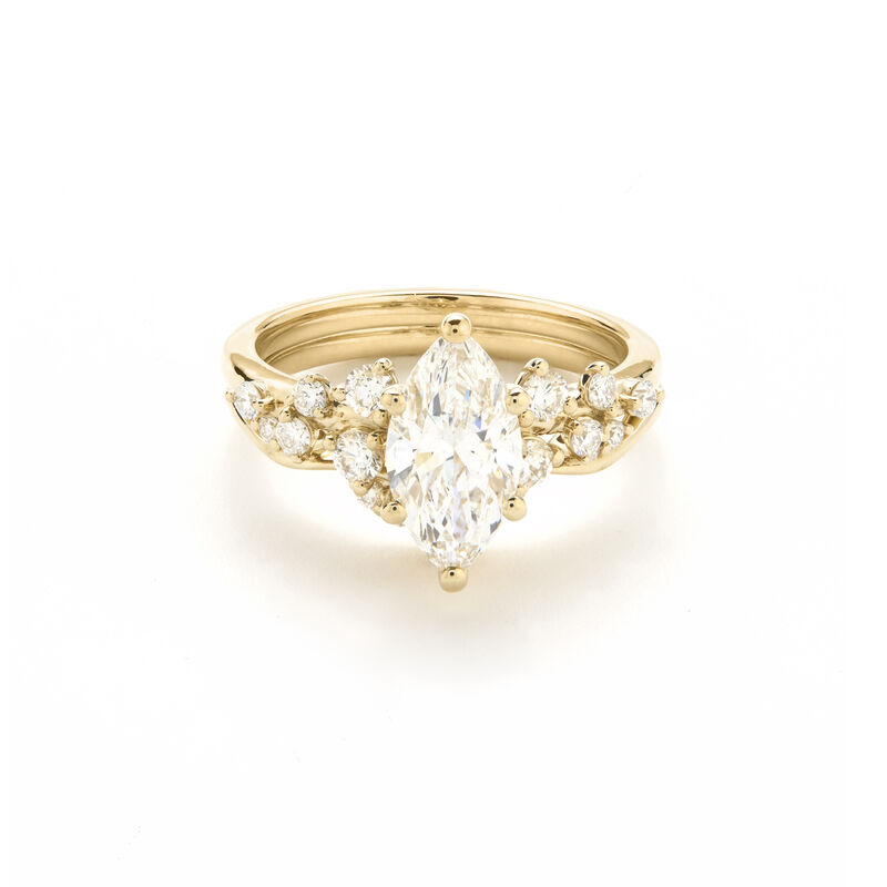 Knightley. Marquise-Cut Lab Grown 2ctw. Diamond Bridal Set in 14k Yellow Gold image number null
