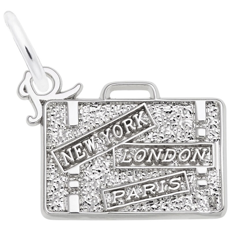 Suitcase Charm in 14K White Gold image number null