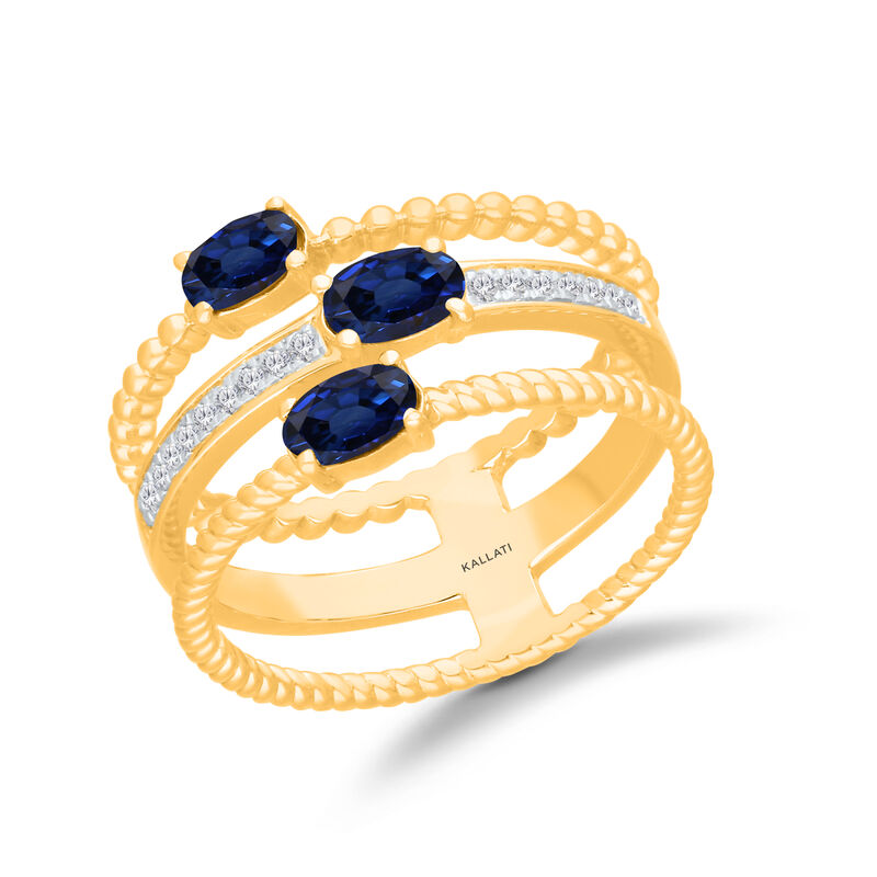 Oval Sapphire & Diamond Ring in 14k Yellow Gold image number null