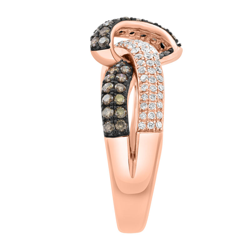 EFFY .80ctw. Diamond White Espresso Fashion Knot Ring in 14k Rose Gold image number null