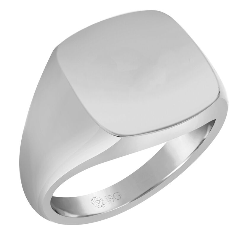 Cushion All polished Top Signet Ring 16x16mm in 10k White Gold image number null