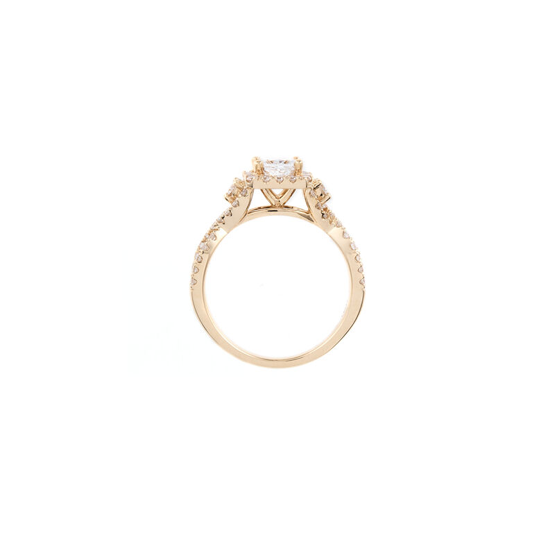Princess-Cut Lab Grown 1 1/2ctw. Diamond Halo Twist Engagement Ring in 14k Yellow Gold image number null