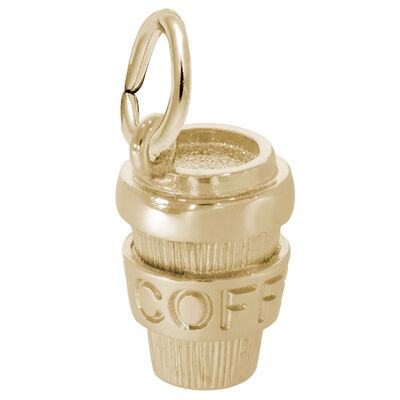 Coffee Cup Charm in 10k Yellow Gold