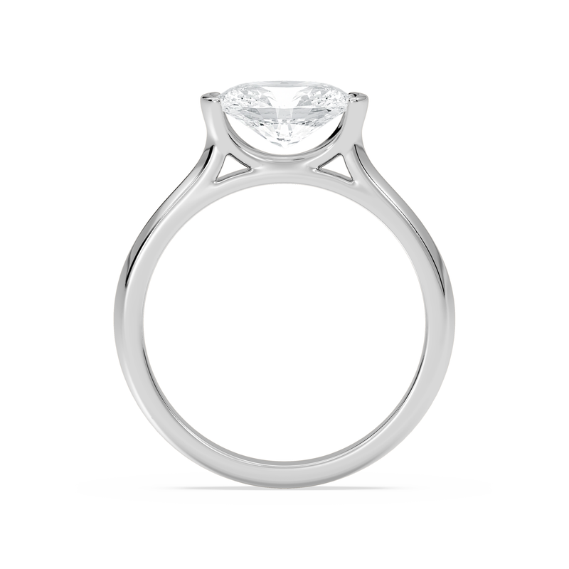 Oval Lab Grown Diamond 3ctw. East West Solitaire Engagement Ring in 14k White Gold image number null