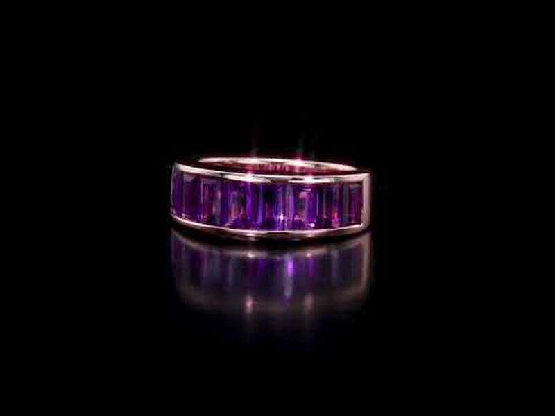African-Amethyst Semi-Eternity Anniversary Band in Rose Gold Plated Sterling Silver image number null