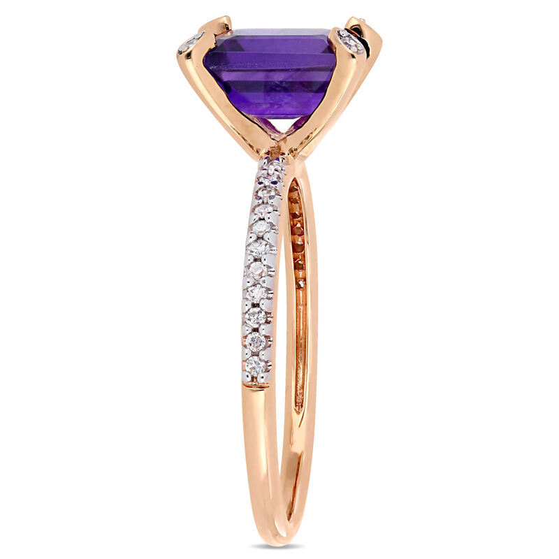 Emerald-Cut Amethyst Solitaire Engagement Ring in 10k Rose Gold image number null