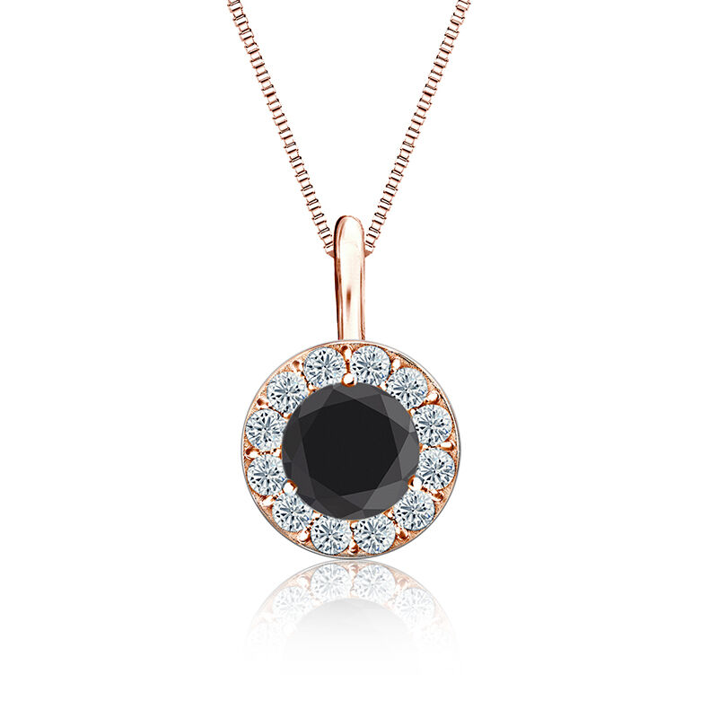Black & White Diamond Halo 1ct. t.w. Pendant in 14k Rose Gold image number null