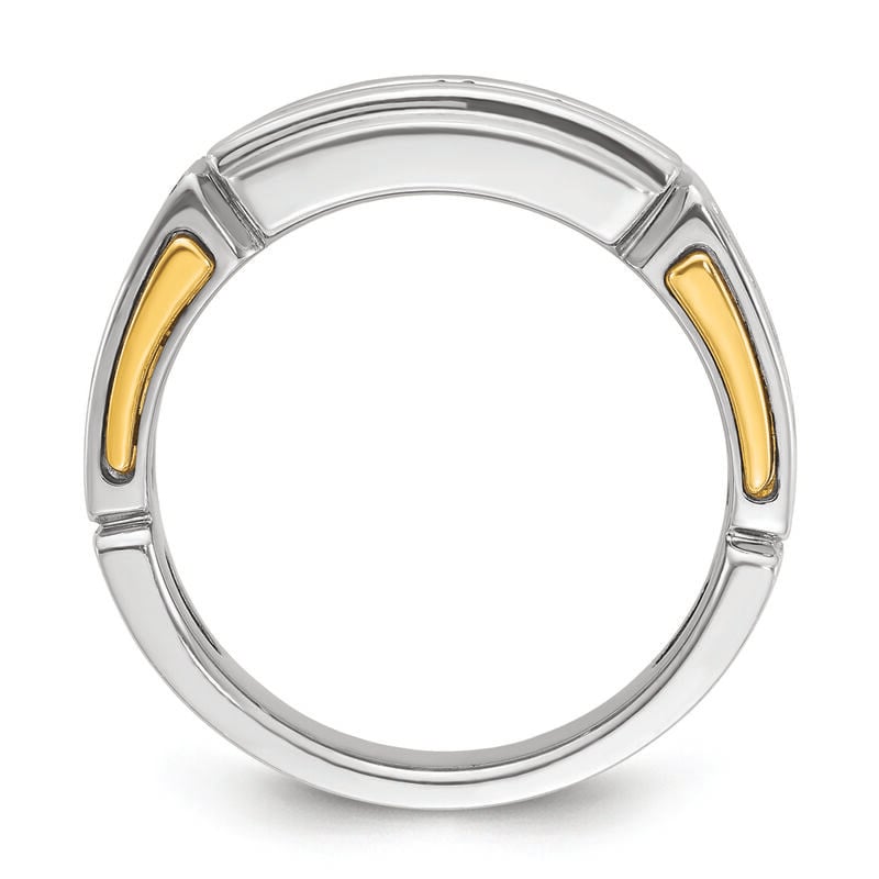 Men's 1ctw. Diamond & 14k Two Tone Gold Wedding Ring image number null