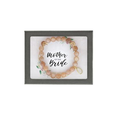 "Mother of The Bride" Bracelet with Peach Moonstone in Sterling Silver/Gold Plated