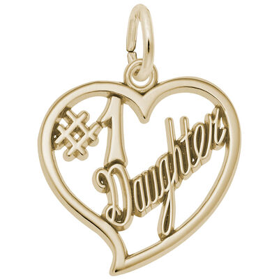 #1 Daughter Charm in 14k Yellow Gold