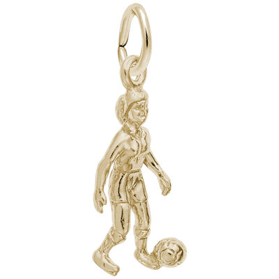 Female Soccer Charm in Gold Plated Sterling Silver