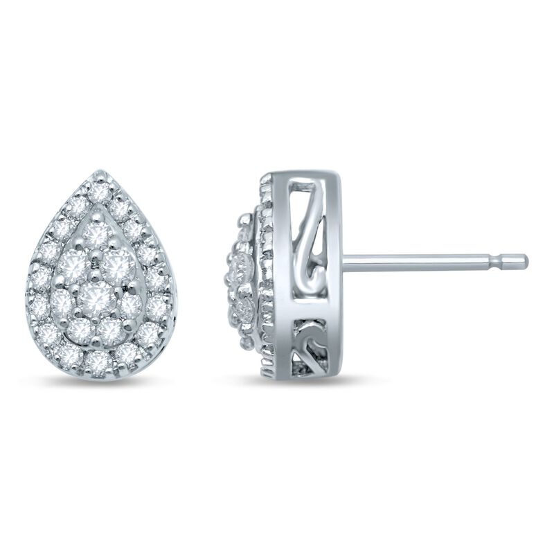 Pear 1/2ctw. Diamond Cluster Fashion Stud Earrings in 10k White Gold image number null