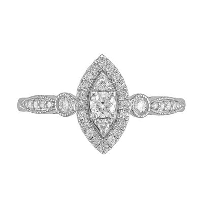 Brilliant-Cut 0.30ctw. Diamond Marquise Cluster Ring in 10k White Gold