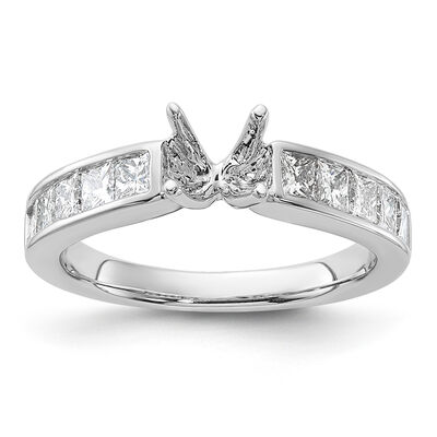 Princess-Cut 1ctw. Diamond Semi-Mount in 14k White Gold Extended Size