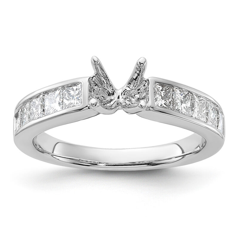 Princess-Cut 1ctw. Diamond Semi-Mount in 14k White Gold Extended Size image number null