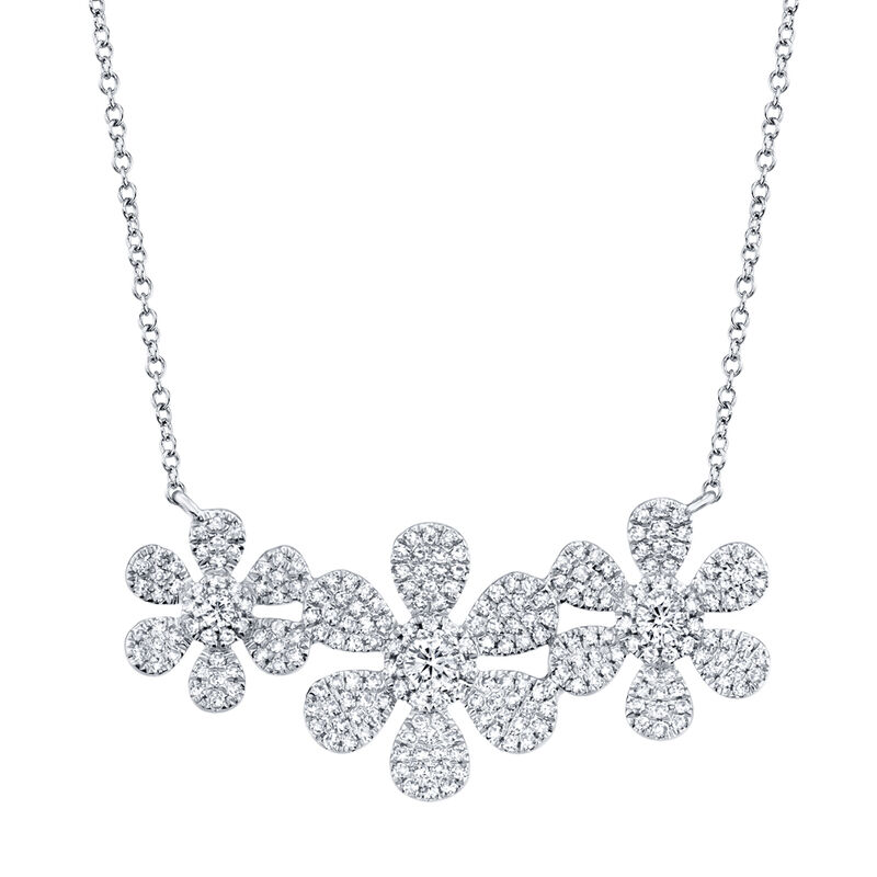 Shy Creation 0.62 ctw Diamond Flower Necklace in 14k White Gold SC55007211 image number null