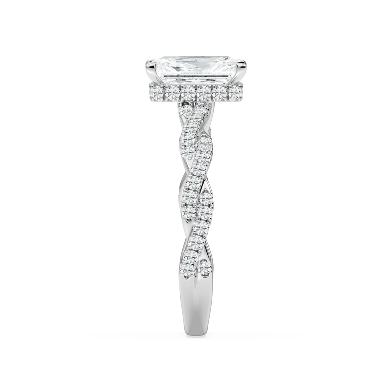 Radiant Lab Grown Diamond 2 1/2ctw. Hidden Halo Twist Bridal Engagement Ring in 14k White Gold image number null