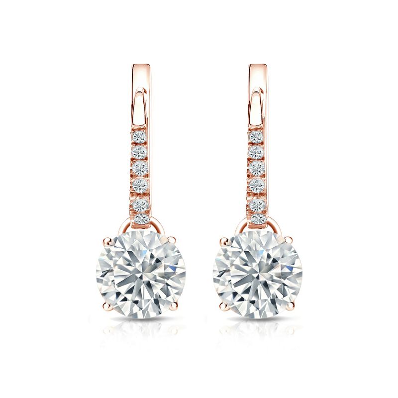 Diamond 2ctw. 4-Prong Round Drop Earrings in 14k Rose Gold SI2 Clarity image number null