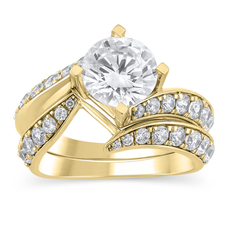 Brilliant-Cut Lab Grown 3ctw. Diamond Bypass Bridal Set in 14k Yellow Gold image number null