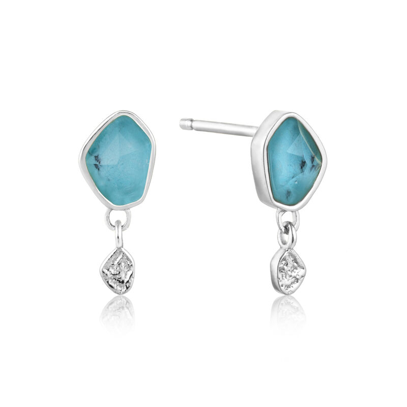 Turquoise Drop Stud Earrings in Sterling Silver image number null
